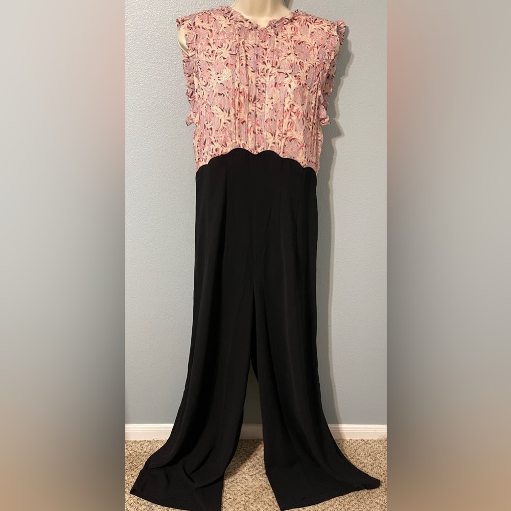 Anthropologie Moulinette Soeurs Floral Black Jumpsuit Garden Party Boho Size 12
